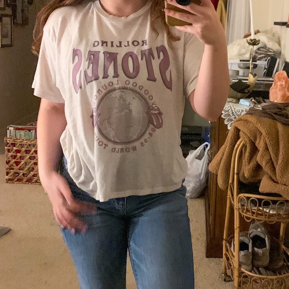 SOLD The Rolling Stones Retro White, Pink & Blue Graphic Tee - Picture 1 of 3